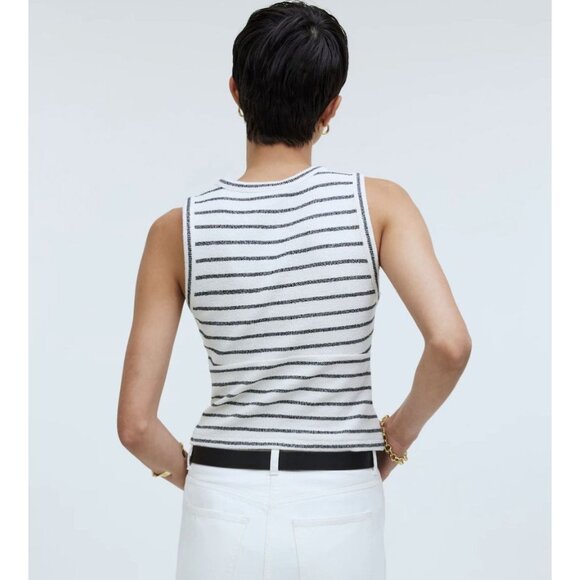 MADEWELL Split-Crewneck Cardigan Tank Top in Lighthouse NWT - Picture 2 of 8